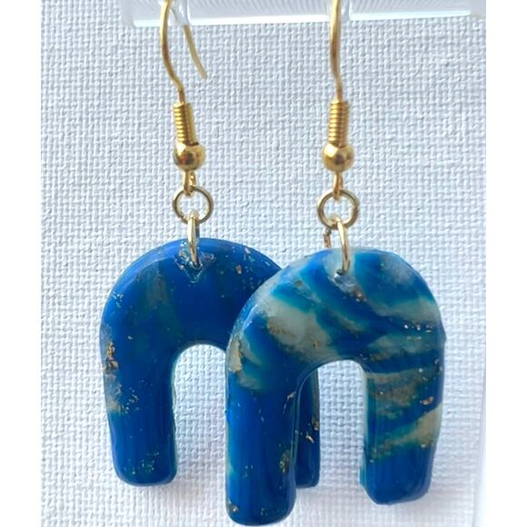 Artisan Sand & Sea Arch Clay Dangle Earrings 2.15" Length - Picture 1 of 2